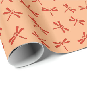Papel De Presente Teste padrão japonês da libélula, tanjerina
