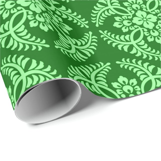 Papel De Presente Teste padrão japonês do medalhão, verde de jade (Ponta do rolo)