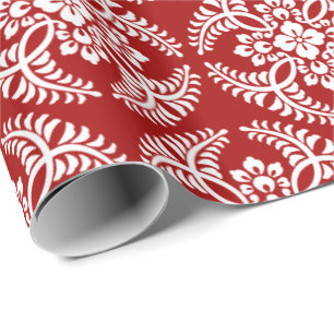 Papel De Presente Teste padrão japonês do medalhão, vermelho escu