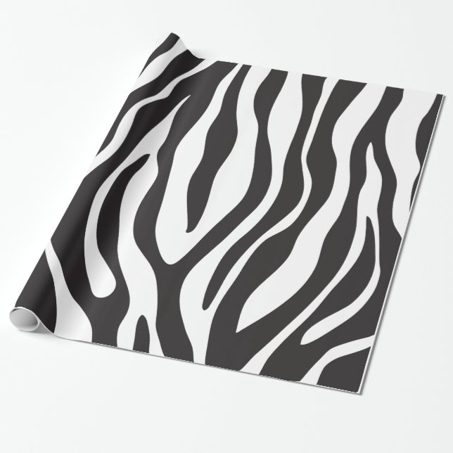Papel De Presente Teste padrão listrado preto & branco da zebra (Desenrolado)