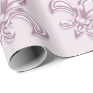 Papel De Presente Teste padrão metálico cor-de-rosa real da flor d