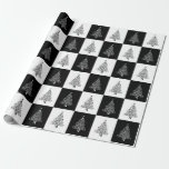 Papel De Presente Teste padrão preto da árvore do White Christmas<br><div class="desc">Papel de envolvimento elegante do teste padrão preto da árvore do White Christmas. Escolha o tamanho e o revestimento do papel do menu das opções.</div>