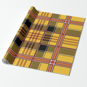 Papel De Presente Teste padrão preto vermelho do amarelo escocês d