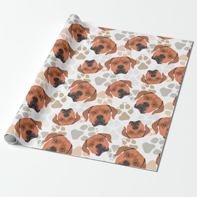 Papel De Presente Teste padrão Rhodesian Ridgeback das patas do cão (Desenrolado)
