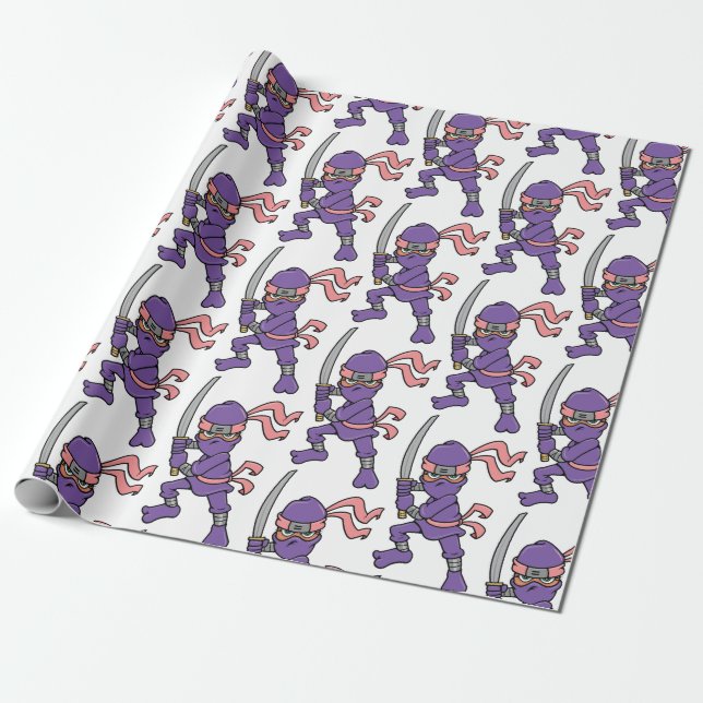 Papel De Presente Teste padrão roxo customizável de Ninja (Desenrolado)