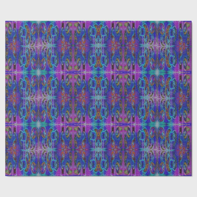 Papel De Presente Teste padrão roxo de Paisley (Barra)