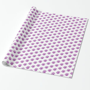 Papel De Presente Teste padrão roxo do impressão da pata