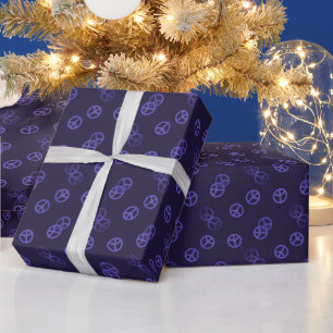 Papel De Presente Teste padrão roxo do sinal de paz