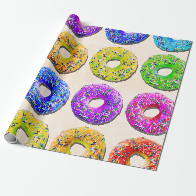 Papel De Presente Teste padrão saboroso das rosquinhas (Desenrolado)