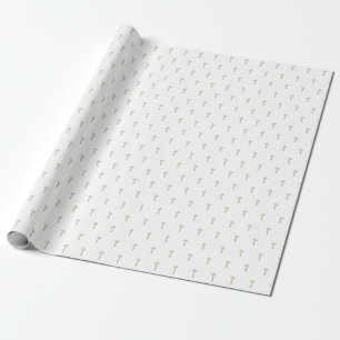 Papel De Presente Teste padrão transversal Dourado do falso cristã