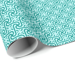 Papel De Presente Teste padrão, turquesa e aqua egípcios do azulej
