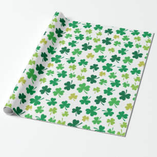 Papel De Presente Teste padrão verde do trevo do trevo do Dia de S