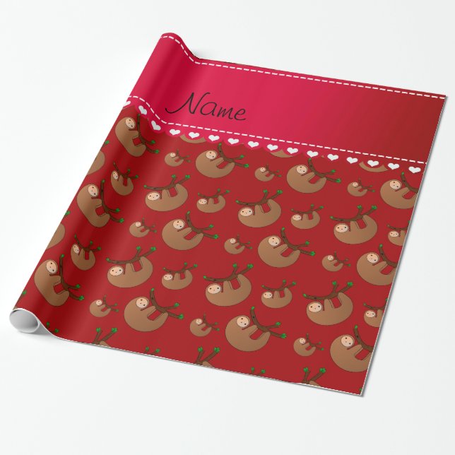 Papel De Presente Teste padrão vermelho conhecido personalizado da (Desenrolado)