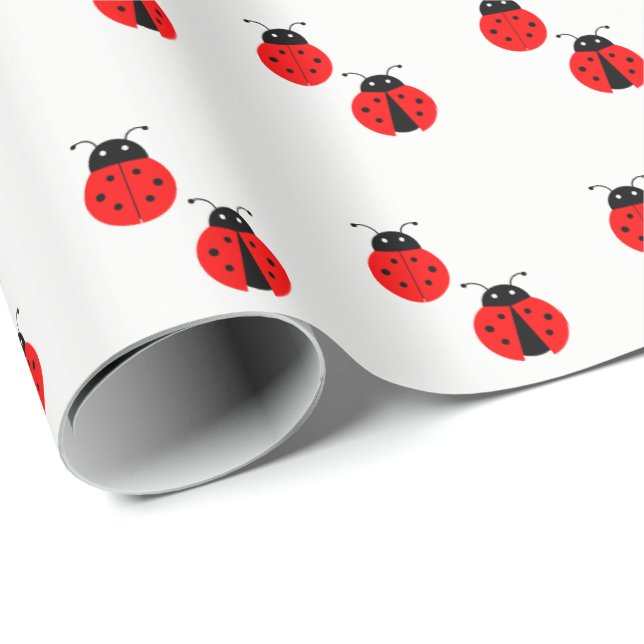 Papel De Presente Teste padrão vermelho do joaninha (Ponta do rolo)