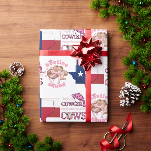 Papel De Presente TEXAS COWGIRL Besties Coquette (Presente de Natal)