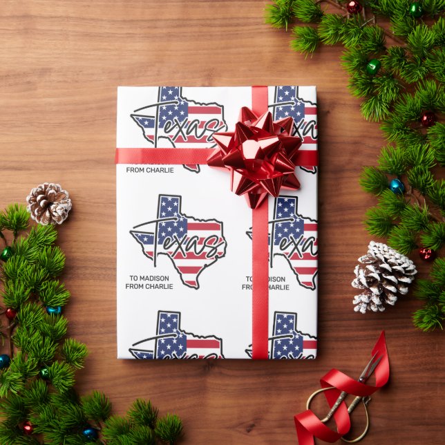 Papel De Presente Texas de texto personalizado (Presente de Natal)
