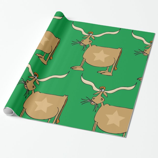 Papel De Presente Texas Longhorn Cow (Desenrolado)