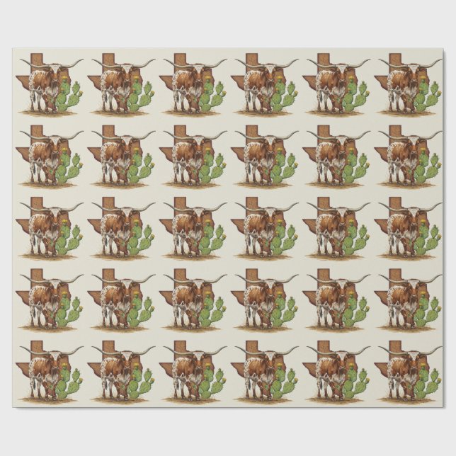 Papel De Presente Texas Longhorn Wrapping Paper (Aberto)