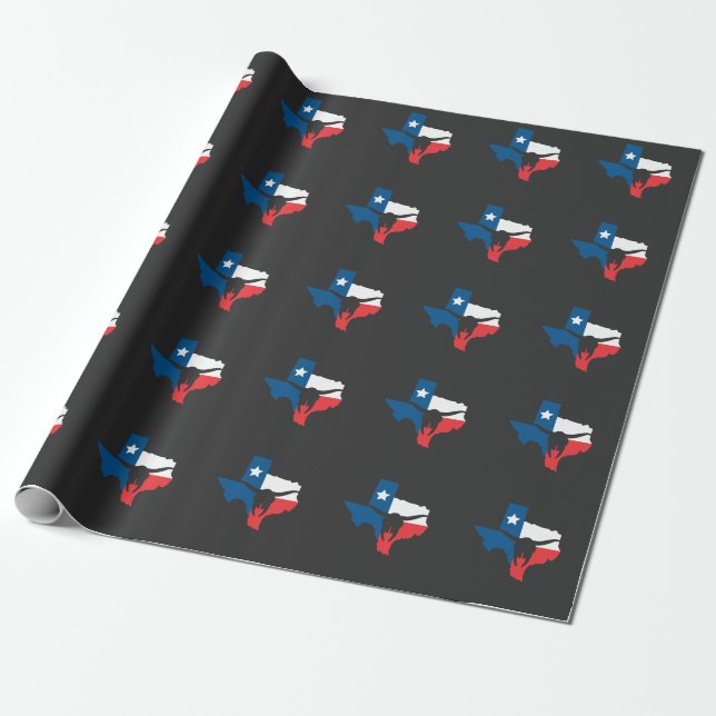 Papel De Presente Texas State Flag Longhorn silhueta (Desenrolado)