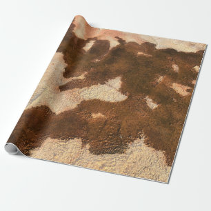 Papel De Presente Têxteis florais brancos e castanhos