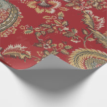 Têxtil Francês Vermelho Antiquado