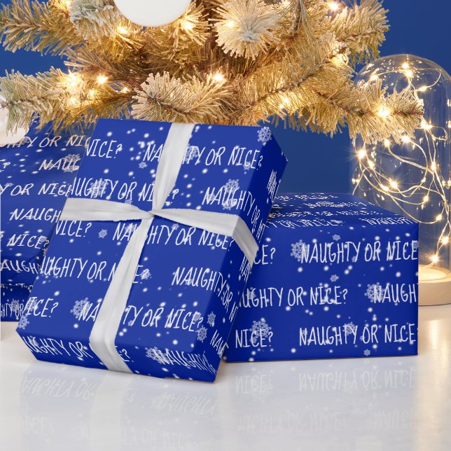 Papel De Presente Texto BONITO OU BONITO De Natal A Azul (Feriados)