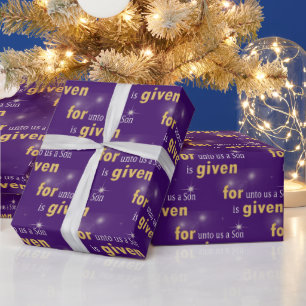 Papel De Presente Texto Cristão De Natal Em Roxo