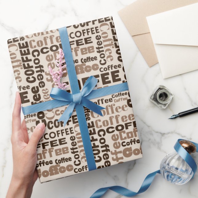 Papel De Presente Texto de Café (Presentear)