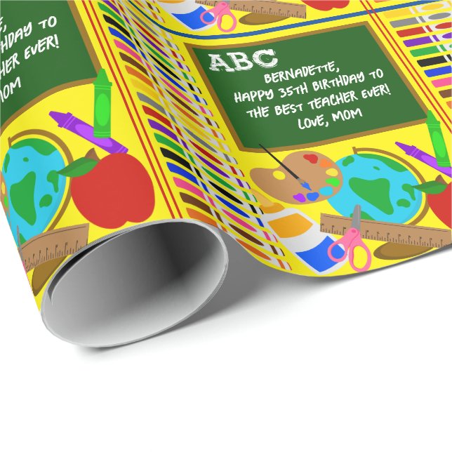 Papel De Presente Texto de Graduação de Aniversário do Nome Personal (Ponta do rolo)