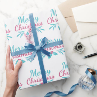 Papel De Presente Texto de Natal Brilhante e Feliz Branco Invisível