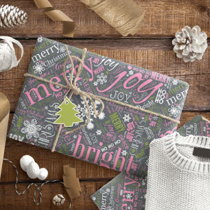 Papel De Presente Texto de Natal e padrão Snowflake ID257