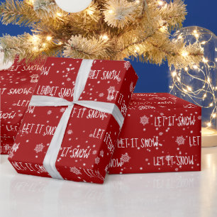Papel De Presente Texto de TI e flocos de neve de Natal LET