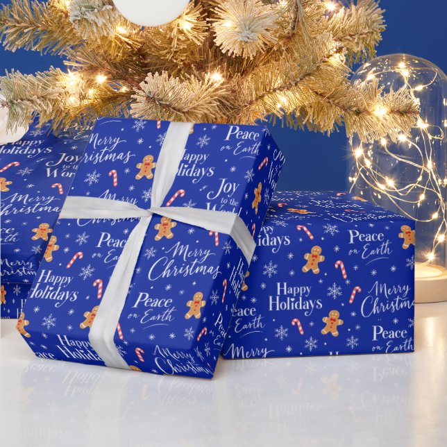 Papel De Presente Texto Divertido de Natal com Gráficos Fofos (Feriados)