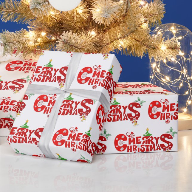 Papel De Presente Texto Divertido de Natal com Sininhos (Feriados)