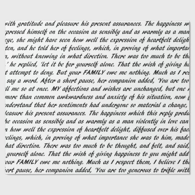 Papel De Presente Texto do orgulho e do preconceito (Aberto)