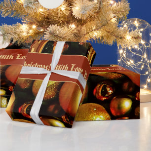 Papel De Presente Texto do Padrão de Balas de Natal em Chic Elegante