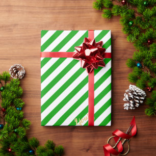Papel De Presente Texto Dourado do Padrão de Bandeiras Verdes no Nat