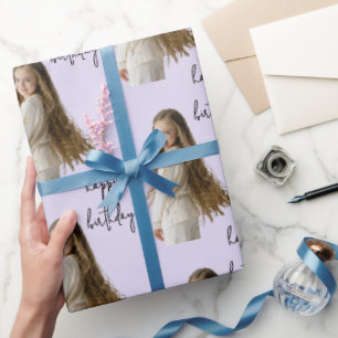 Papel De Presente Texto e foto de aniversário personalizados e de ne