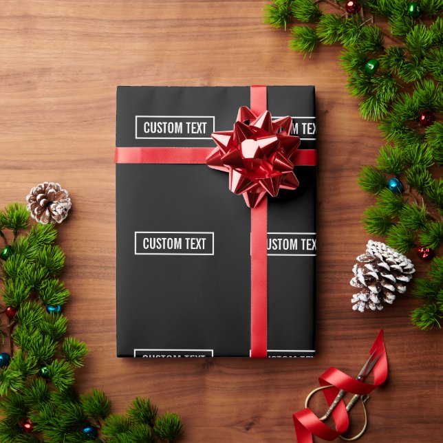 Papel De Presente Texto editável moderno no quadro de estilo de logo (Presente de Natal)