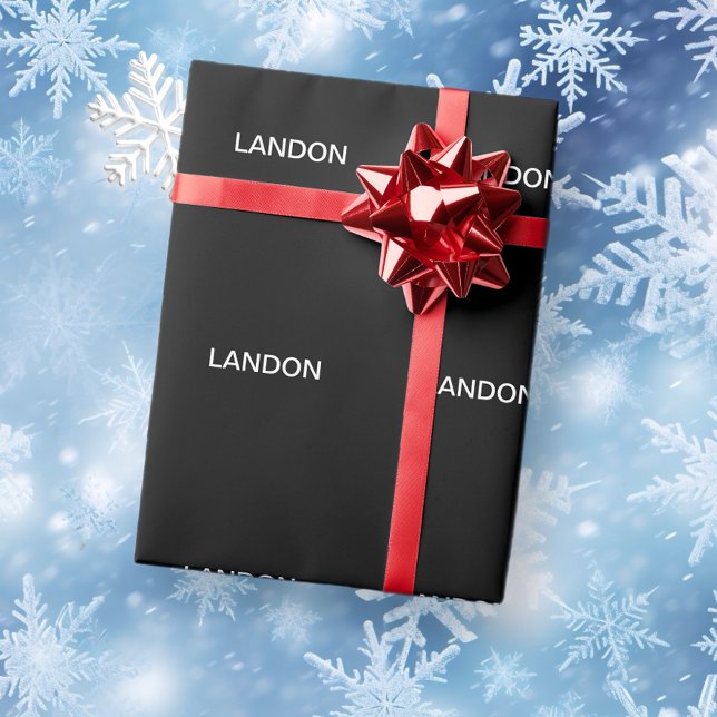 Papel De Presente Texto Editável Moderno | Preto e branco (Criador carregado)