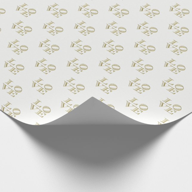Papel De Presente Texto Gráfico do AMOR - Faux Dourado (Ponta)