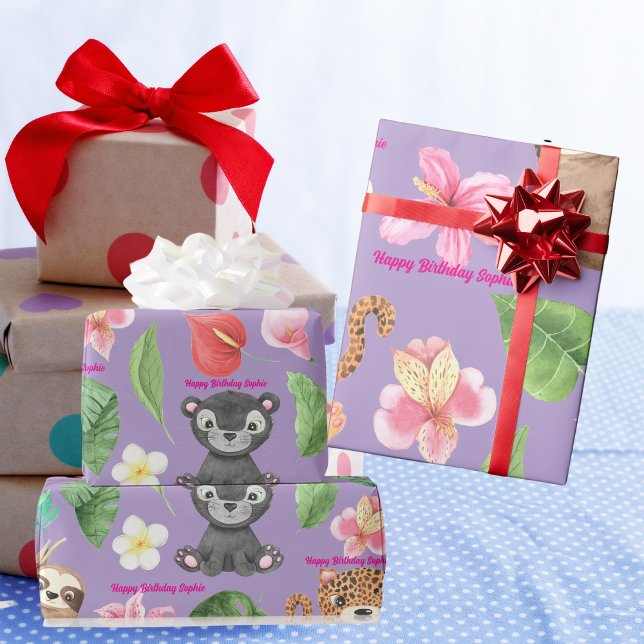 Papel De Presente Texto Personalizado Aniversário de criança de Bebê (Criador carregado)