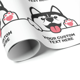 Papel De Presente Texto personalizado de Cute Siberian Husky