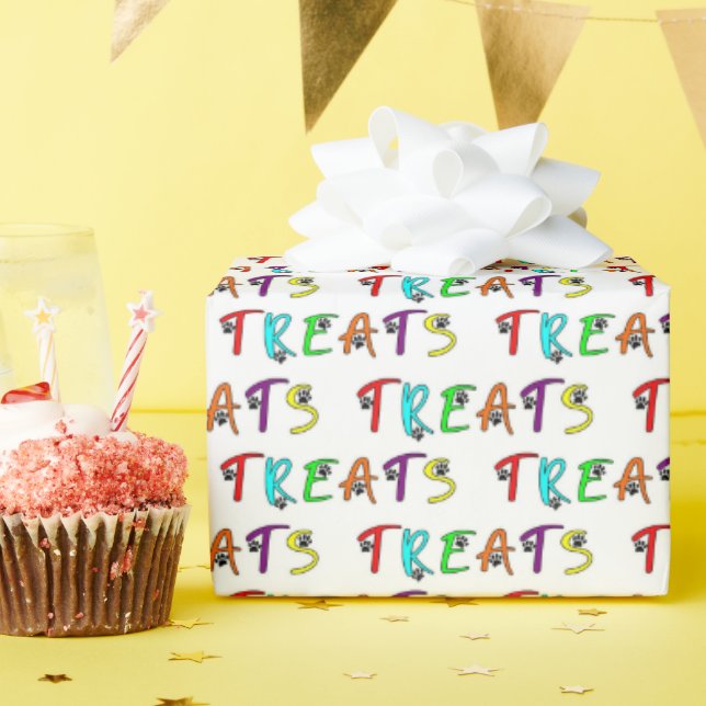 Papel De Presente Texto Personalizado de Ração para Festa de Cachorr (Festa de aniversário)
