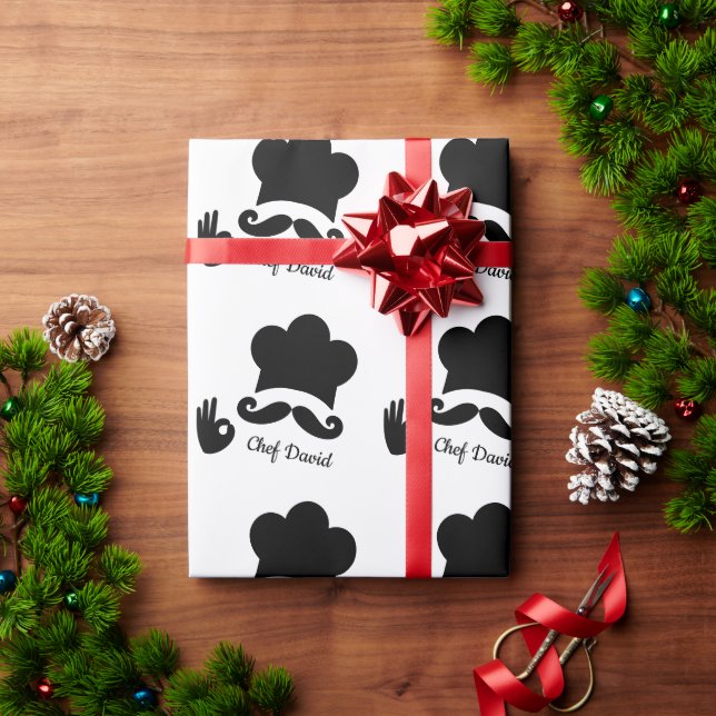 Papel De Presente Texto Personalizado Engraçado do bigode preto (Presente de Natal)