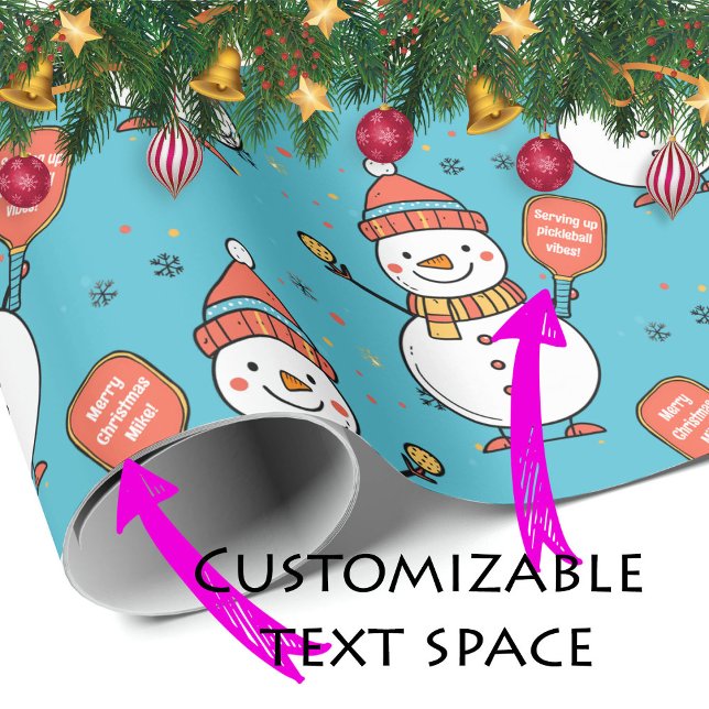 Papel De Presente Texto personalizado Fazendo Neve (Custom text Dinking Snowman Wrapping Paper)