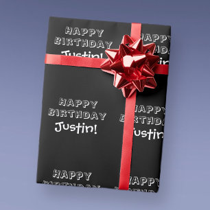 Papel De Presente Texto Personalizável Feliz Aniversário