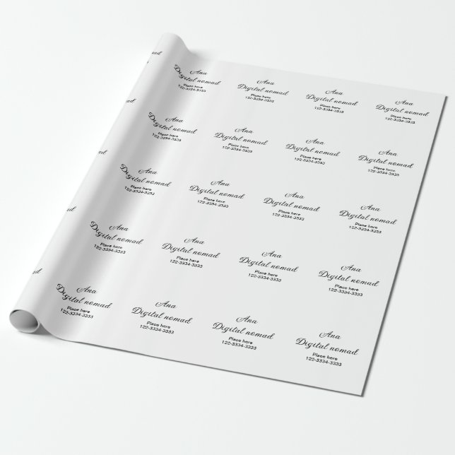 Papel De Presente Texto simples mínimo adicione seu nome local cidad (Desenrolado)