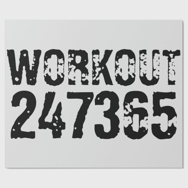 Papel De Presente Texto vestido e arranhado Workout 247365 preto (Aberto)