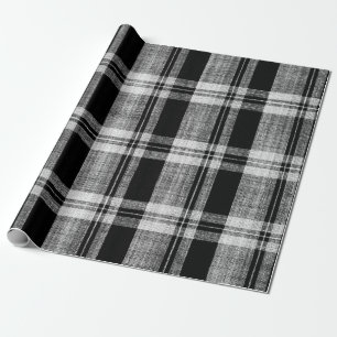 Papel De Presente Textura branca e preta do tecido da xadrez com ver